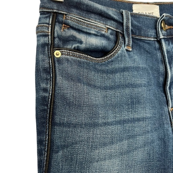 Frame Le High Skinny Jean Tuxedo Piping Serrano Wash Size 24 - Picture 11 of 16